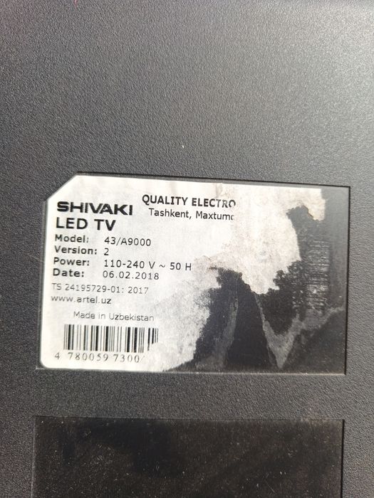 Плата телевизора Shivaki 43/A9000