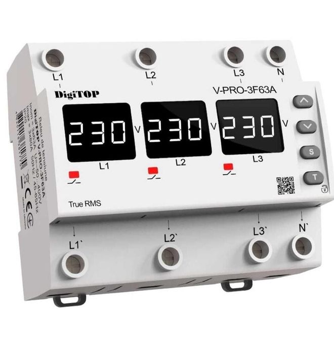 Releul de protectie tensiune trifazat DigiTop V-PRO-3F63A