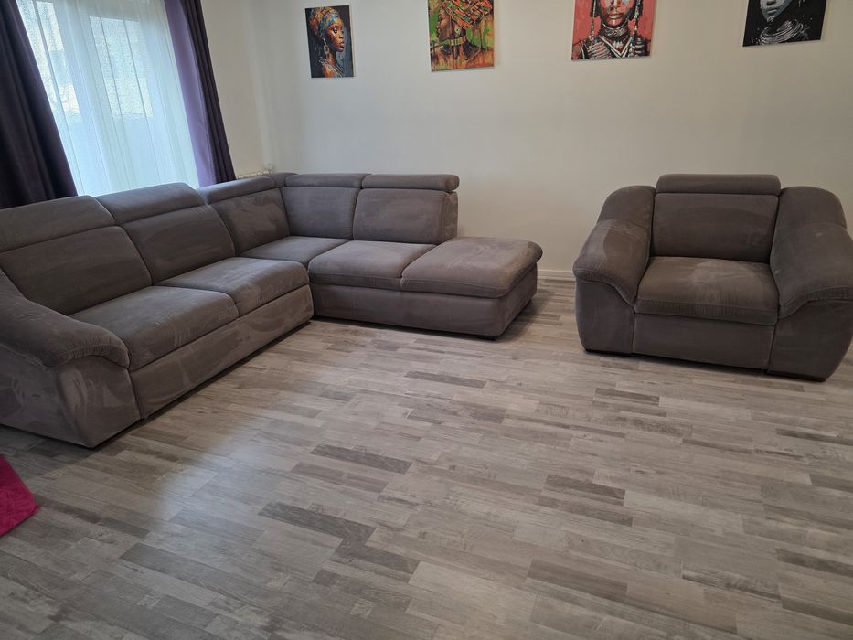 Coltar extensibil + fotoliu gri