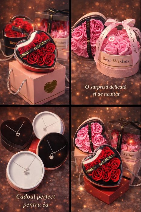 Cutie cu trandafiri si bijuterie