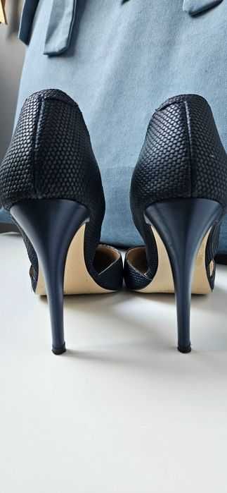 Pantofi dama stiletto, nr 40, confectionati manual din piele de sarpe