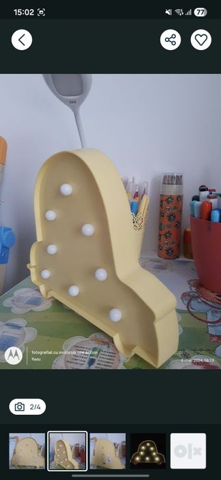 Lampa de veghe pentru bebeluși, in forma de mașină!