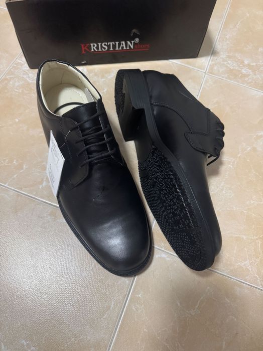 Мъжки елегантни кожени обувки KRISTIAN – чисто нови, черни, удобни