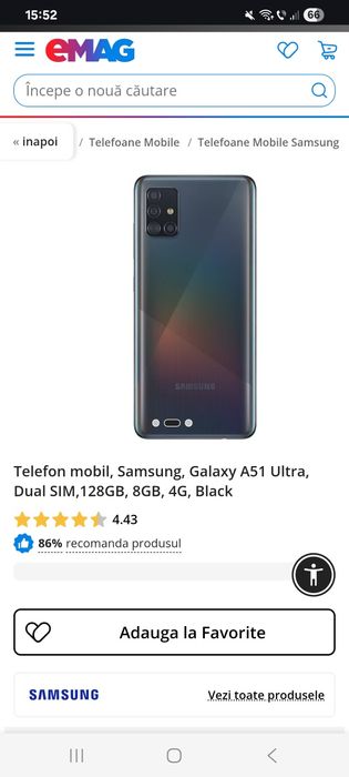 Samsung Galaxy A51 – 128GB / 8GB RAM – cutie + husă