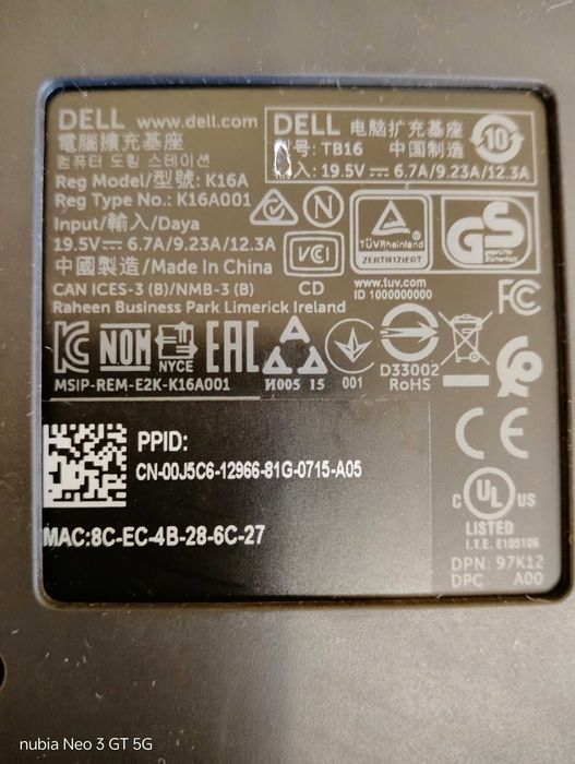 Dell K16A docking station, Thunderbolt, Дел докинг станция, 4К resolution