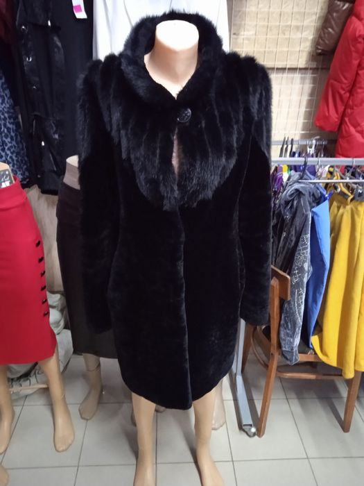 Шуба мутон с норкой, 48р.