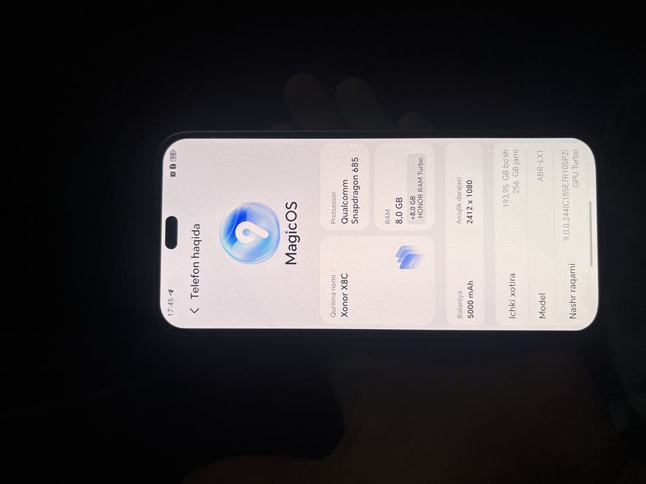 Honor x8c rangi oq yangi