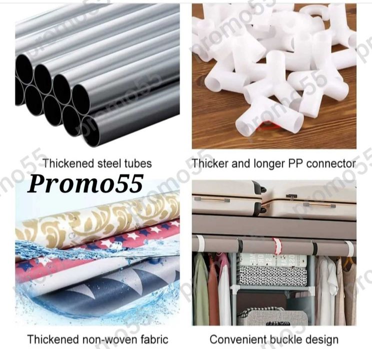 Текстилен триклирен гардероб, Органайзер за дрехи 130х175х45 см.