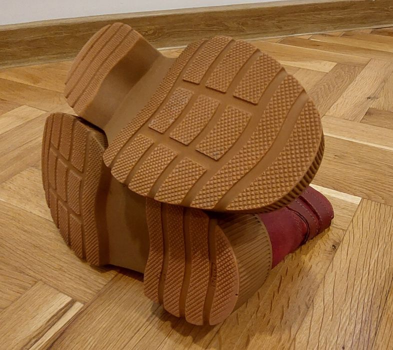 Боти естествена кожа  бордо и маслено зелено