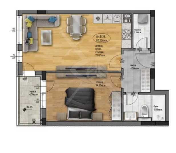 Двустаен апартамент Остромила 199-14855