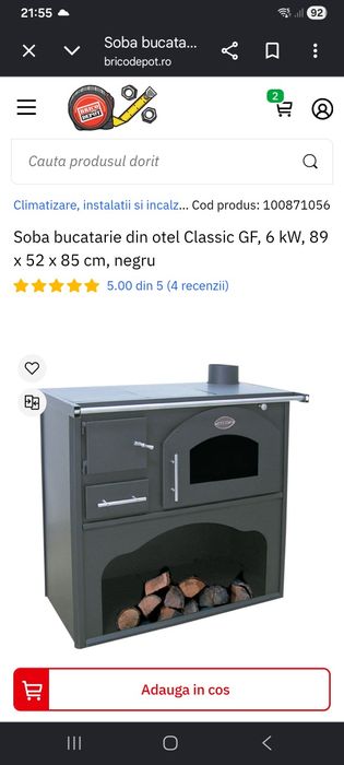 Soba pe lemne  utilizată foarte puțin
