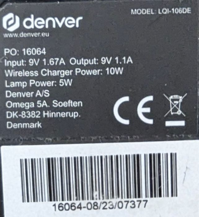 Lampă de birou DENVER , încărcare wireless