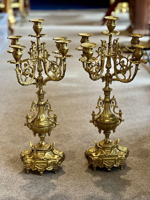 Pereche sfeșnice din bronz *** vintage / antic / vechi / retro ***