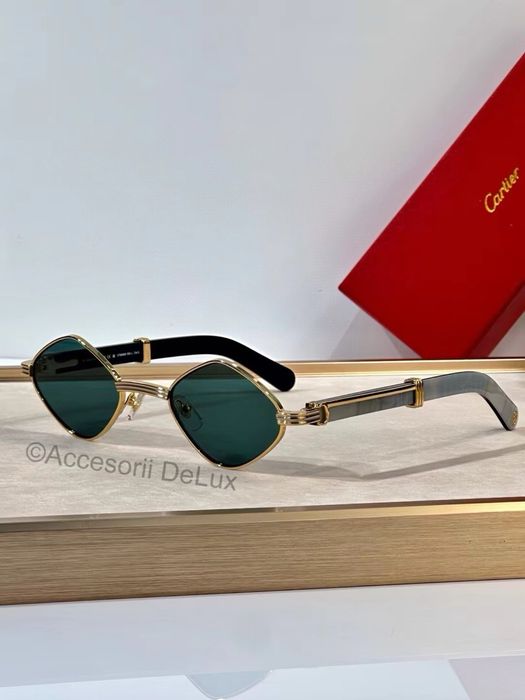 Ochelari de Soare Cartier CT0866S Polarised Noi Full Box [Verificare Colet] Gold Green