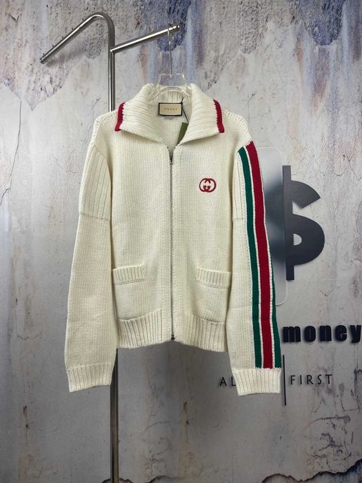 Gucci Boże Narodzenie Zielona-Czerwona-Zielona Włna Wstążka Cardigan