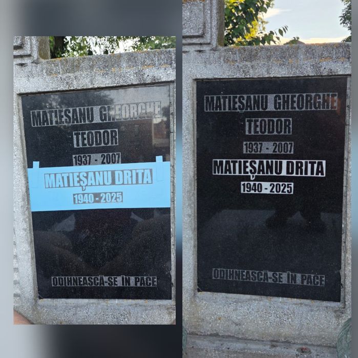 Inscripționare / completare dată de deces pe monumente funerare