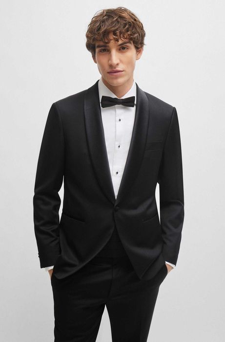 HUGO BOSS Черна копринена папийонка, Коледен подарък за мъже