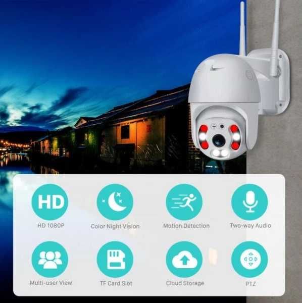 5MP Комплект 2бр ВЪНШНИ КАМЕРИ ICSEE с цветно нощно Wifi FULL HD 1080P