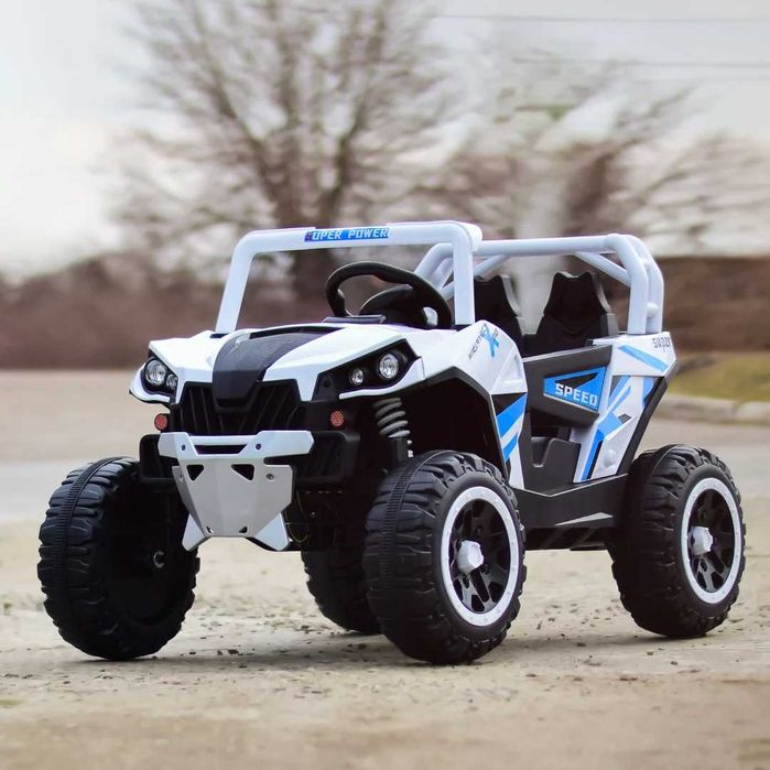 UTV electric Kinderauto RSR 4x 30w 12V cu roti moi, scaun tapitat Blue