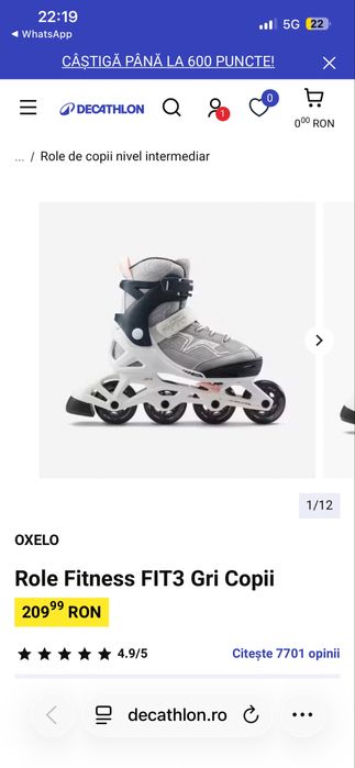 Role Oxelo FIT3 Gri Copii