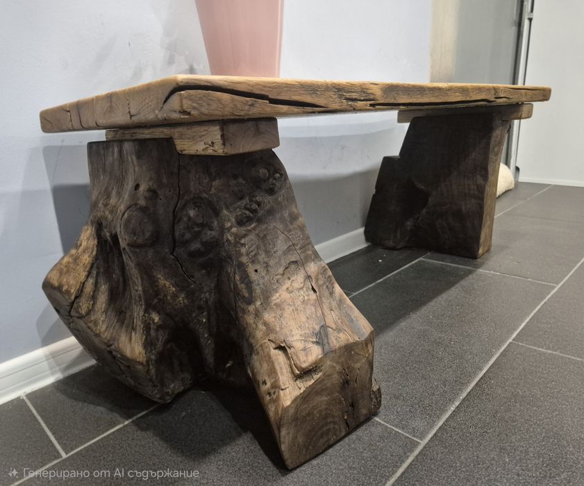 Малка пейка от масив орех и дъб здрава и тежка д. 100 см ш.35см.в.40см