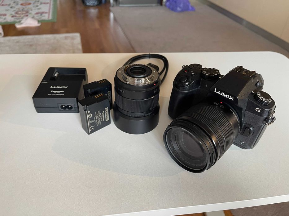 Panasonic Lumix G80 + obiectiv 12-60mm f3.5-5.6 + 2 baterii + accesorii streaming.