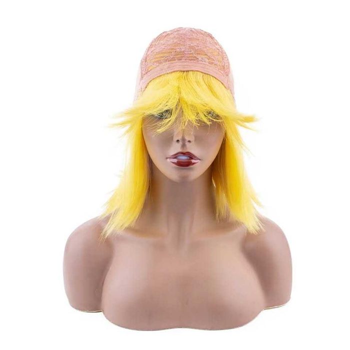 Жълта перука 100% естествен косъм
