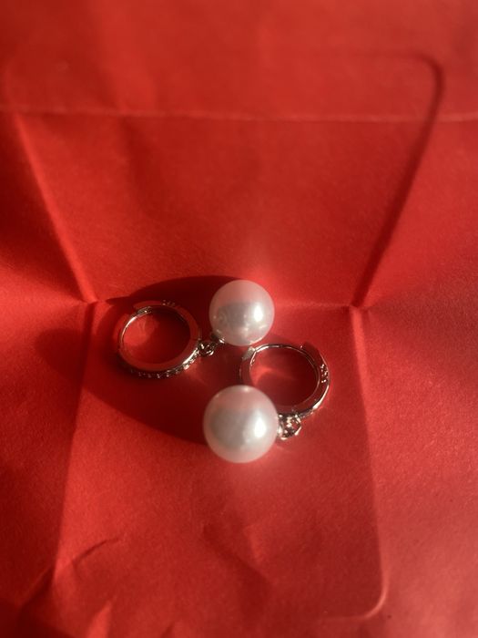 Cercei argint si perle sintetice