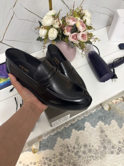 Черные кожаные туфли 44