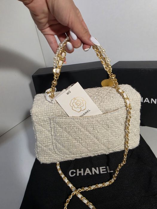 Дамска чанта Chanel Tweed Pearl Crush Flap Bag