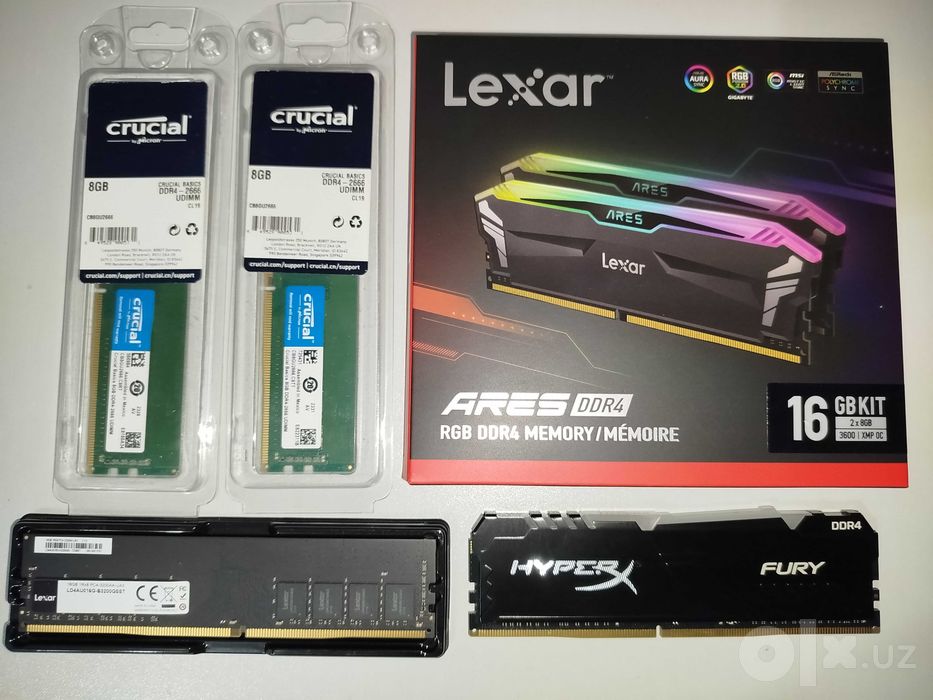 Crucial, Lexar, HyperX FURY DDR4 8GB/16GB