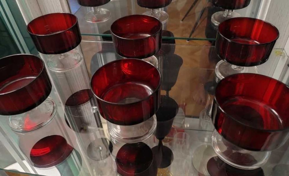 6 чаши френски за шампанско червено стъкло