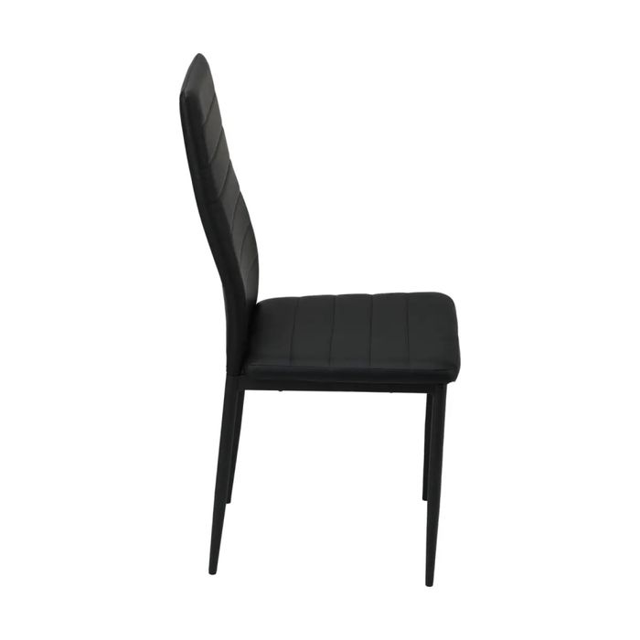 Set de 6 scaune de masă negre cu spătar înalt și căptușite, noi