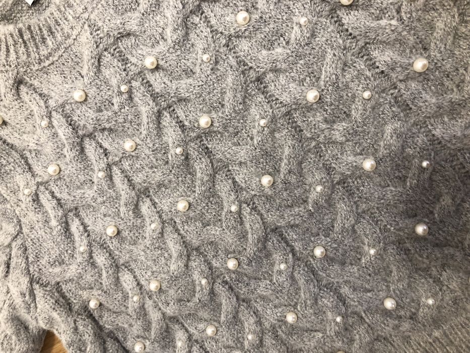 Zara knit pulover cu perle maneci scurte S