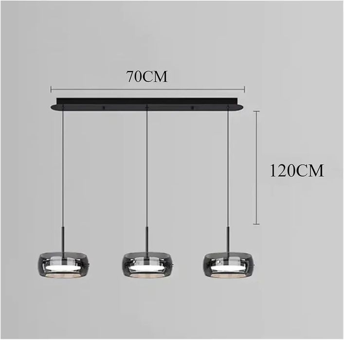 Черна висяща лампа с 3 кристални глави и LED 3000-6000К дистанционно