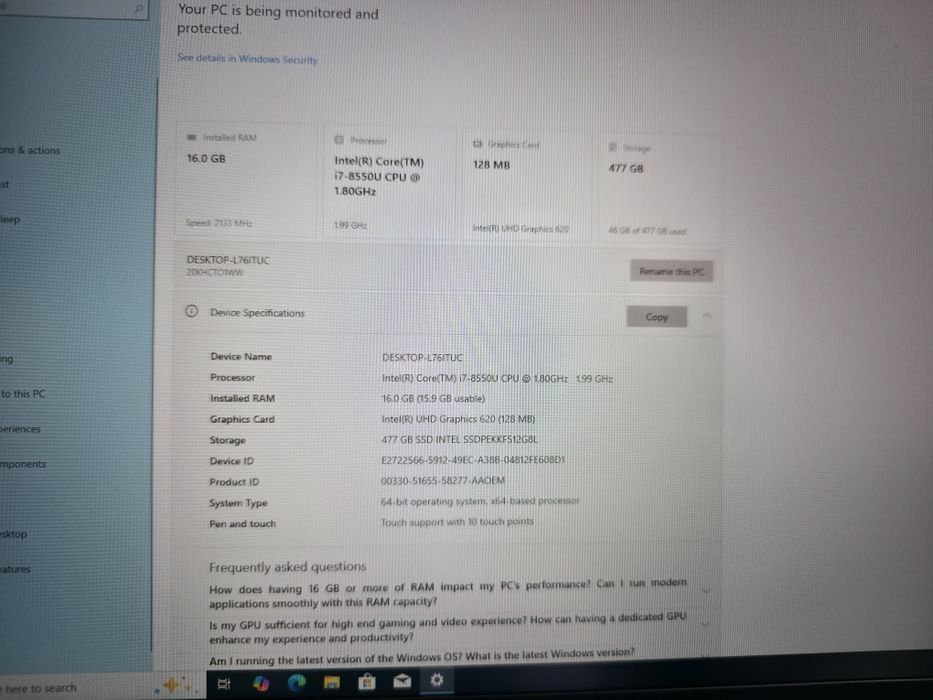Laptop Lenovo X1 Carbon 14 inch,  Gen 6, Intel i7-8850U, 16GB RAM, 512GB SSD, 4G