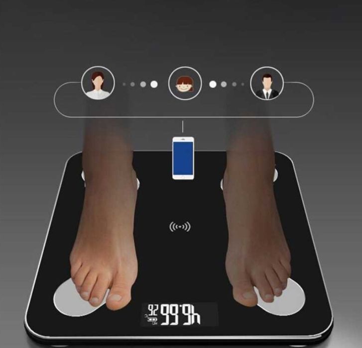 Cantar smart bluetooth body fat scale negru,baterii max 180kg