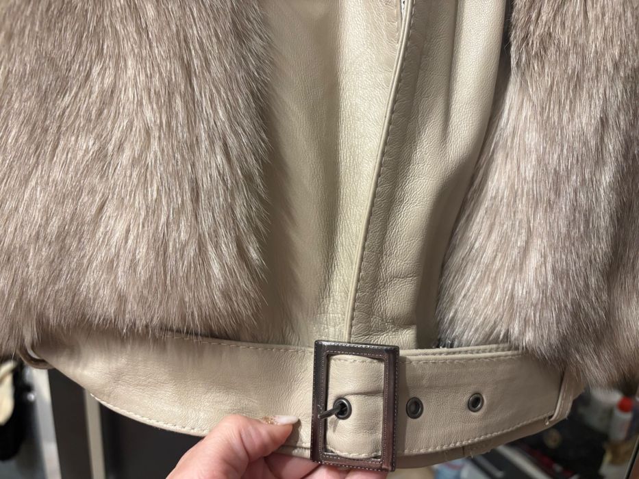 Дамско яке от естествена кожа и естествен пух