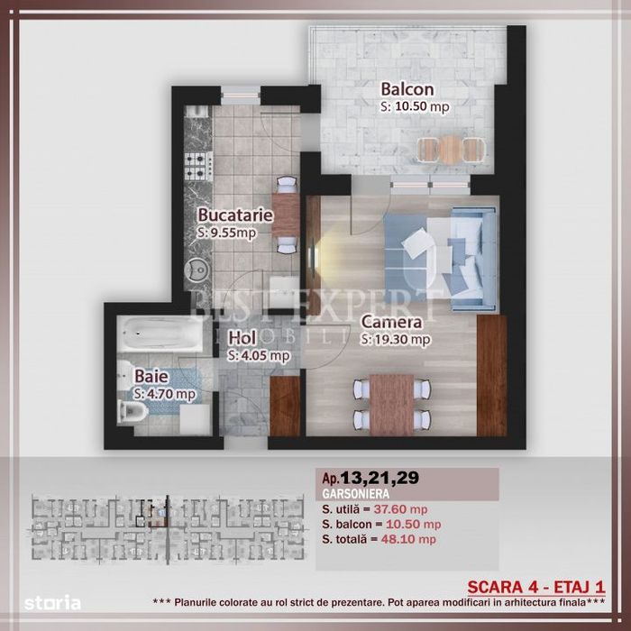 Garsoniera Spatioasa | Bloc Boutique P+3 | Comision 0% | Pallady