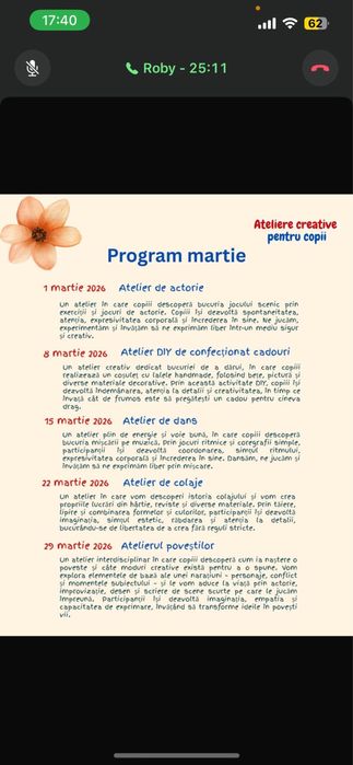 Atelierele Creative curs copii actorie dans pictat muzica