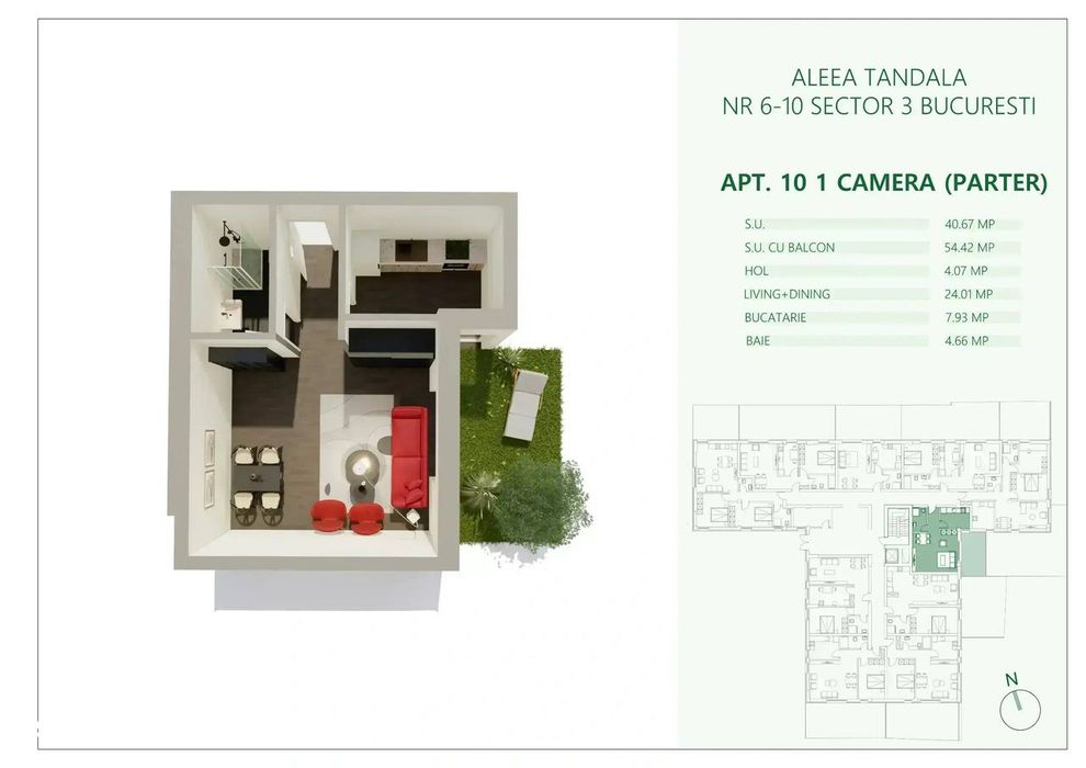 Garsoniera sut 54,42 mp | Metrou Mihai Bravu | comision 0%|