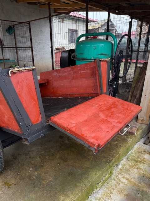 Remorcă motocultor NOUĂ, construcție solidă, oblon rabatabil