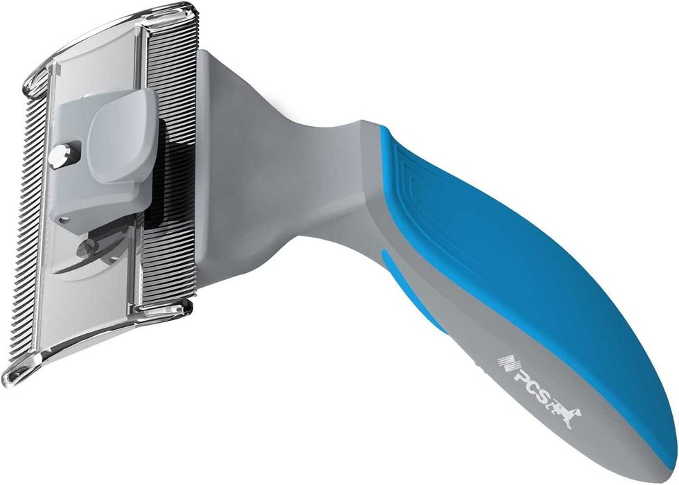 Двустранен фурминатор с бутон за козината за куче и котка