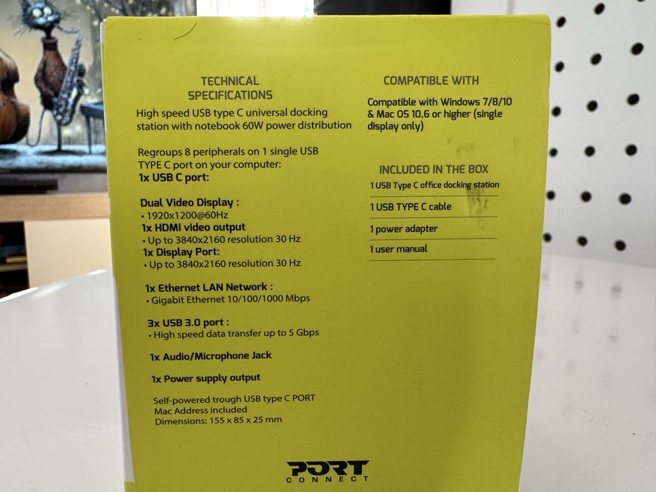 USB-C Docking station, Port Connect, Dual Video, 100W