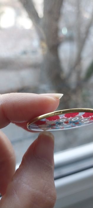 Брошь муранское стекло серебро 925 пр позолота