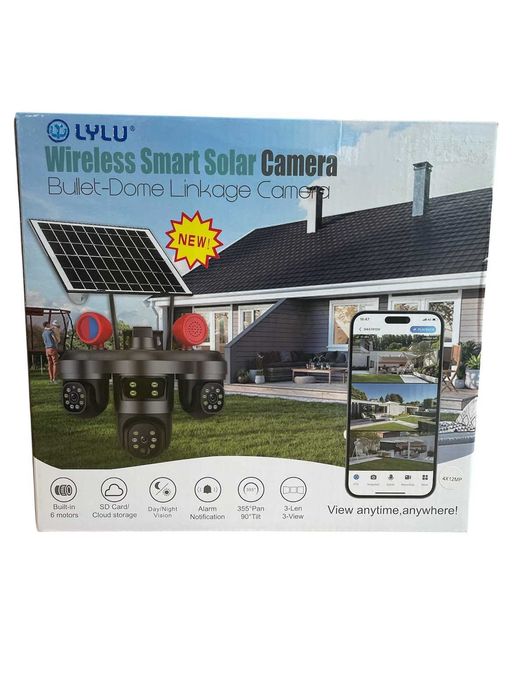 Соларна камера LYLU със SIM карта 4 лещи 26 диода с аларма V380 PRO