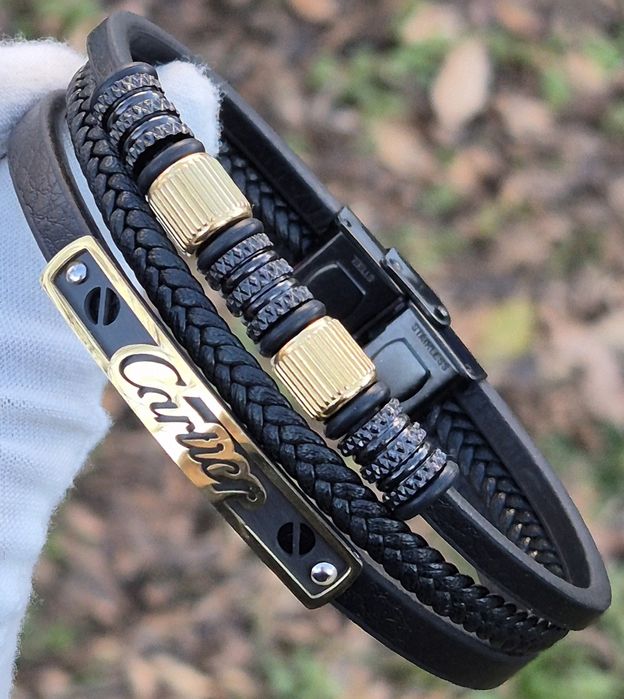 Bratara Cartier din piele naturala placat cu Aur 14k