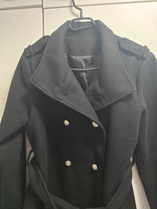 Дамско черно палто