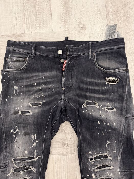 Blugi Dsquared2 Tidy Biker Negri – Mărimea 48