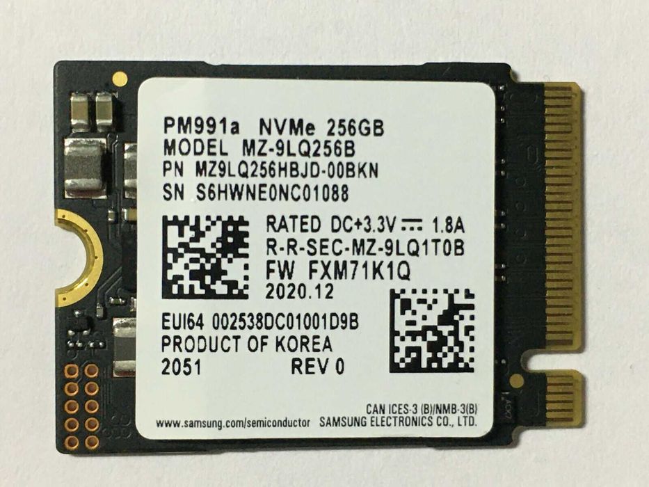 Samsung PM991a 256 GB  NVMe SSD 2230